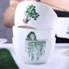 Miski 4,5 -calowa porcelanowa miska ryżowa ceramiczna deser sałatka zielona rośliny stołowe naczynia kwadratowe zupa domowa zastawa stołowa