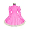 Robes décontractées Plus Taille Robe de demoiselle d'honneur à manches longues Maid Costumes de cosplay mignons Vinyl Candy Couleur Dentelle 7XL Femmes