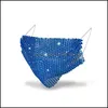 Masques de fête Us Stock 50 Pcs Mode Colorf Mesh Masques Bling Diamant Masque De Fête Strass Grille Net Lavable Sexy Creux Pour Les Femmes 390 Dhidr