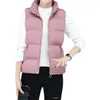 Kvinnors västar Vinterkläder Kvinnor Vest Cotton Padded Stand Collar Slim Sleeveless Jackets för 2022 Plush Foder Waistcoat Streetwear