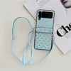 Folding Necklace Plating Star Phone Falls f￶r Samsung Galaxy Z Flip3 Flip4 5G Vogue Justerbar Lanyard Leather Protective Shell Suffs￤ker