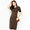 Casual Dresses designer New style double letter slim jacquard knitted women's short sleeve dress in the autumn of 2022 XNXV