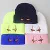 Unisex Knitted Hat Winter Warm Beanie Clown Pennywise Scary Eyes Men Embroidery Hedging Wool Knit Hat Women Cycling Skiing Cap 10 Colors