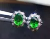 Stud Earrings Natural And Real Green Emerald Gemstone S925 Silver Women Fashion