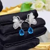 Collier boucles d'oreilles ensemble naturel blanc Fritillaria papillon goutte Santa Maria mer bleu eau en forme de poire pendentif colliers