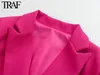 Blazer da donna Blazer Traf Women abbigliamento Spring Autumn Autunno a conchiglia a conchiglia tasca rosa Office Chic Giacca giacca 221207