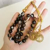 Strang Natürliche gestreifte Achat Tasbih Gebetskette Luxus Misbaha Islamisches Geschenk Muslim 33 45 66 99 Islam Armbänder Rosenkranz