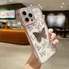 Lusterko do makijażu motyl etui na telefon iPhone 14 13 12 11 Pro Max XS Max XR X 7 8 Plus 13 odporny na wstrząsy zderzak miękki silikonowy pokrowiec