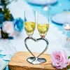 Bicchieri da vino 2 pezzi Matrimonio Flute da champagne Coppa in vetro Sposa Sposo a forma di cuore Argento Tostatura Calice di cristallo Fidanzamento Anniversario