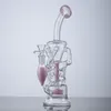 Fab Egg Wasserpfeifen Turbine Perc Bongs Berauschende Glaswasserpfeifen Lila Grün Rosa Bong Doppelrecycler-Rauchpfeife 14-mm-Verbindung Kleine Handöl-Dab-Rigs mit Schüssel