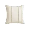 Travesseiro branco chenille travesseiro tufted home mobiling estilo mobill em forma de tecla borla norte -americana 45x45cm