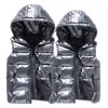 Gilets pour femmes Gilet chaud sans manches Femmes Noir Lâche Down Coton Gilet Mode Veste à capuche Tissé Gilte Femme E869