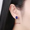 Свиная люстра Kameraon Gemstone Sapphire Clip Серьги Женская мода Kpop Silver 925 Ювелирные изделия синие/белые лаборатории бриллиант Свадебные серьги Elegan 221208