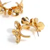 Boucles d'oreilles cerceau AENSOA déclaration couleur or métal fleurs forme C bijoux de mode pour les femmes à la mode géométrique Texture boucle d'oreille