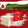 Sandalye kapakları Noel Baba Şapka Kapağı Dokuma Noel 6 PCS Slipcovers Yemek Odası