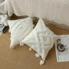 Cuscino Bianco Ciniglia Trapuntato Federa Arredamento Casa Stile Nappa Intrecciata Sagomata Nord America 45x45cm