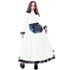 Casual jurken vintage jurk feest prinses renaissance cosplay met zwarte kanten nat look maxi dames flare mouw lange vestidos