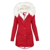 Women's Trench Coats Women's Winter Warm Thickened Style Jacket Mid-length Hooded Coat White Wool Collar Large Size Jackets Jaqueta Cjk