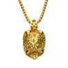 Hip Hop Lion Head Diamond Anhänger Halsketten für Männer Tier Luxus Halskette Edelstahl Kubanische Goldketten Mode Designer Jewe274v
