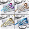 Flatvaruupps￤ttningar rostfritt st￥l Creative Color Western Steak Knives Forks Spoons Sier Plated Middag Knife Fork Spoon Kit 4 PCS/Set Dhisb