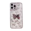 Luxury cases make -up spiegel vlinder telefoonhoesje voor iPhone 14 13 12 11 Pro Max XS XR X 7 8 Plus schokbestendige bumper zachte siliconen omslag