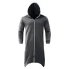 Men's Hoodies Sweatshirts Zipper Long Hooded Solid Color Personality Dark Style Full Body Winter Warm Male Hip Hop Jacket Plus Size 5xl 221208