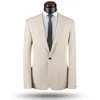 남자 정장 Folobe Costume Homme Custom Made Beige Mens Slim 3 PCS 신랑 복장을위한 결혼식 정장 블레이저 조끼 바지