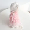 Chat Costumes Hanpanda 2022 automne hiver dentelle gypsophile robe de mariée douce jupe pour animaux de compagnie fête anniversaire vêtements pour femmes chats