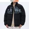 Men's Down Parkas Winter Men Casual Letter Print Thick Warm Stand Collar Puffer Parka Women High Street Retro Loose College Jackets Unisex 221207