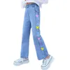 Byxor Elegant design tonåring barn jeans för flickor denim byxor tonåring barn fjärilskläder 4 5 7 9 11 13 14 år 221207