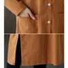 معاطف الخندق النسائية 2022 Spring Windbreaker Women's Vintage Vintage Femmes Top Mid-Length Citton Linen Long Sleeve Dress Fyle