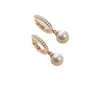 Hoop Earrings Classic CZ Stone Pearl Small Huggies Charming Rose Gold Earring Stud Accessories Trendy Jewelry For Women Gifts