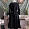 Casual Dresses Made To Order Spring Autumn Women Loose Plus Size 1980s Vintage Japan Style Sweet Elegant Color Block Black