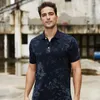 Men's Polos GustOmerD Nice Summer Polo Shirt Flower Print 111% Cotton Collar Slim Short-sleeved