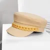 Bérets chapeaux pour femmes chapeau militaire solide chaîne bande Sboy à la mode en plein air décontracté automne 2023 hiver Gorra