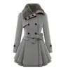 Trench da donna invernali slim lunghi in lana sherpa doppio petto imbottito in cashmere coreano stile inglese 221207