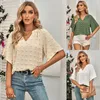 Kvinnors blusar Casual Women Summer T-shirt Fashion Printed Patchwork Stretch Loose Shirt Clothes Oregelbundet 2023 Wool Ball Tops Top226