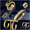 مصمم مجوهرات التيتانيوم الصلب الحب سوار هوب القرط للنساء رجل خاتم مع صندوق الذهب F الأطواق الإسورة أساور وأقراط