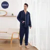 Men's Sleepwear 22 Momme Thicker Real Silk Pajamas Men's Mulberry Long-sleeved Trousers Set Home