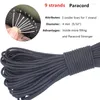 Buitengadgets 10m nylon paracord koord met karabijnhaak 650 9 streng kern 550 7 hoge sterkte overlevingsapparatuur parachute touw