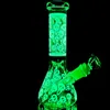 Glow In the Dark Bong Chost Hookahs 두꺼운 유리 버블러 Heady Dab Rigs Downstem Perc with 14mm Bowl