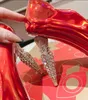 Lüks Kadınlar Bling Seahorse Topuk Elmas Tek Elbise Ayakkabı Rhinestone Düğün Pompaları Gümüş Kaplama Yüksek Topuklu Bayanlar Tam Kraliyet Kristal Delinmiş Destek 10 cm Topuklu