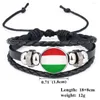 Link Armbanden Vintage Oekraïne vlaggen voor mannen Country Symbool Boerbakken Punk Glass Wrap Gevlochten PU Lederen vlag Bracelet Fashion sieraden