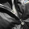 メンズダウンパーカスフード付きパフジャケット特大の暖かい冬用ジャケットはコート風力発電と防水革L221207を厚くします