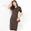 Casual Dresses designer New style double letter slim jacquard knitted women's short sleeve dress in the autumn of 2022 XNXV
