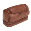 Storage Bags PU Leather Toiletry Bag Large Capacity Travel Organizer With Hanging Hook Bathroom Shaving High Quality