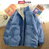 Mens Down Parkas LAPPSTER Men Fleece Harajuku Warm Korean Fashion Streetwear Winter Jacket Japanese Style Vintage Bubble Coat 221207