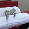 Stud Earrings Geoki Luxury 925 Sterling Silver Passed Diamond Test Total 1 Ct Perfect Cut D Color VVS1 Moissanite Snowflake Gift