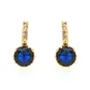 Hoop Earrings Royal Blue Crystal Jewelry Gold Circle Earing Women Gifts Party Accessorios Mujer Ohrringe Bijoux Femme Kupe E0815