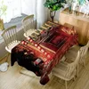 Table Cloth Christmas Golden Elk Animal Print Tablecloth Festive Decoration Cover Waterproof Long